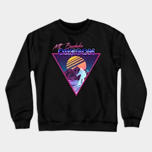 Retro Vaporwave Ski Mountain | Mt. Bachelor Oregon | Shirts, Stickers, and More! Crewneck Sweatshirt